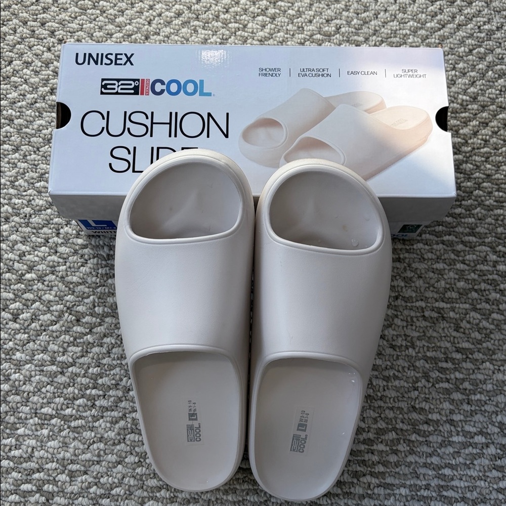 32 Degrees Unisex Cushion Slides - Cream